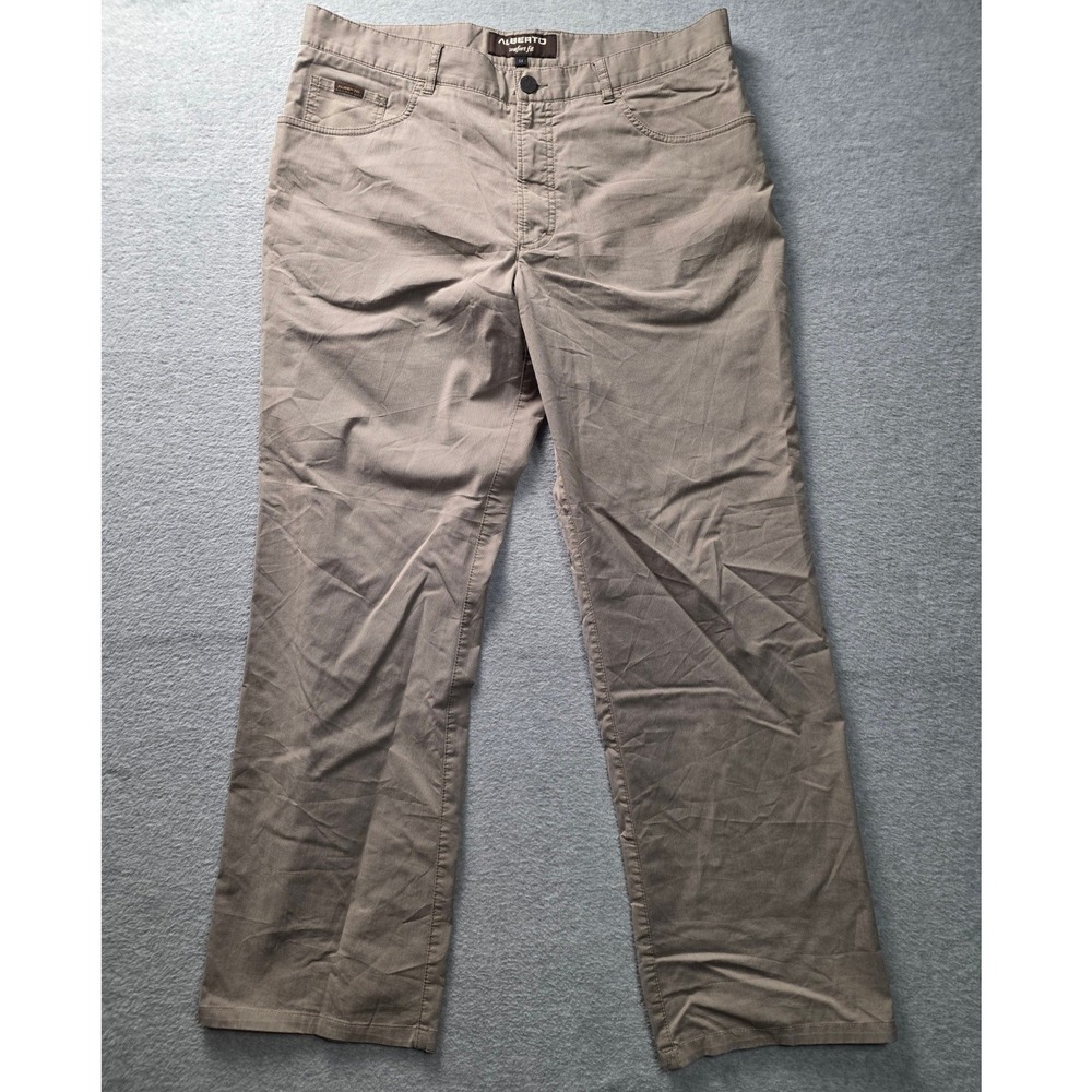 Alberto Comfort Fit Mens Khaki Pants‎ Tan Straight Leg Size 54 32x28